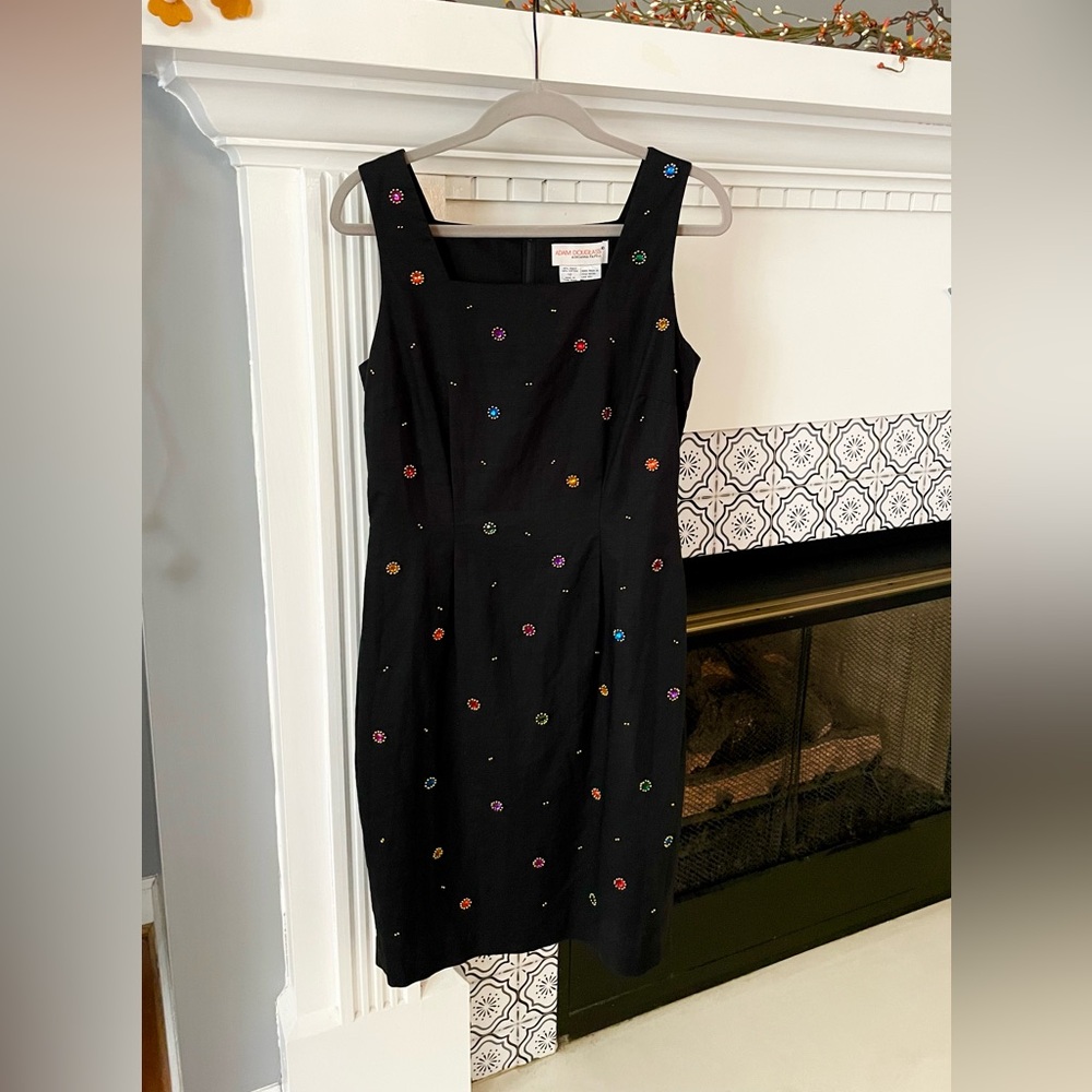 Adam Douglass x Adrianna Papéll jeweled black cocktail dress